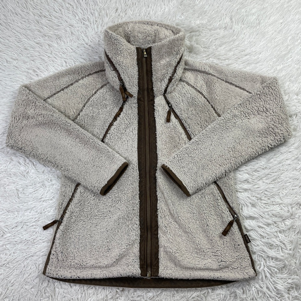 Kuhl Jacket Womens Large Stone Flight Midweight Italian Fleece Full Zip Hood L